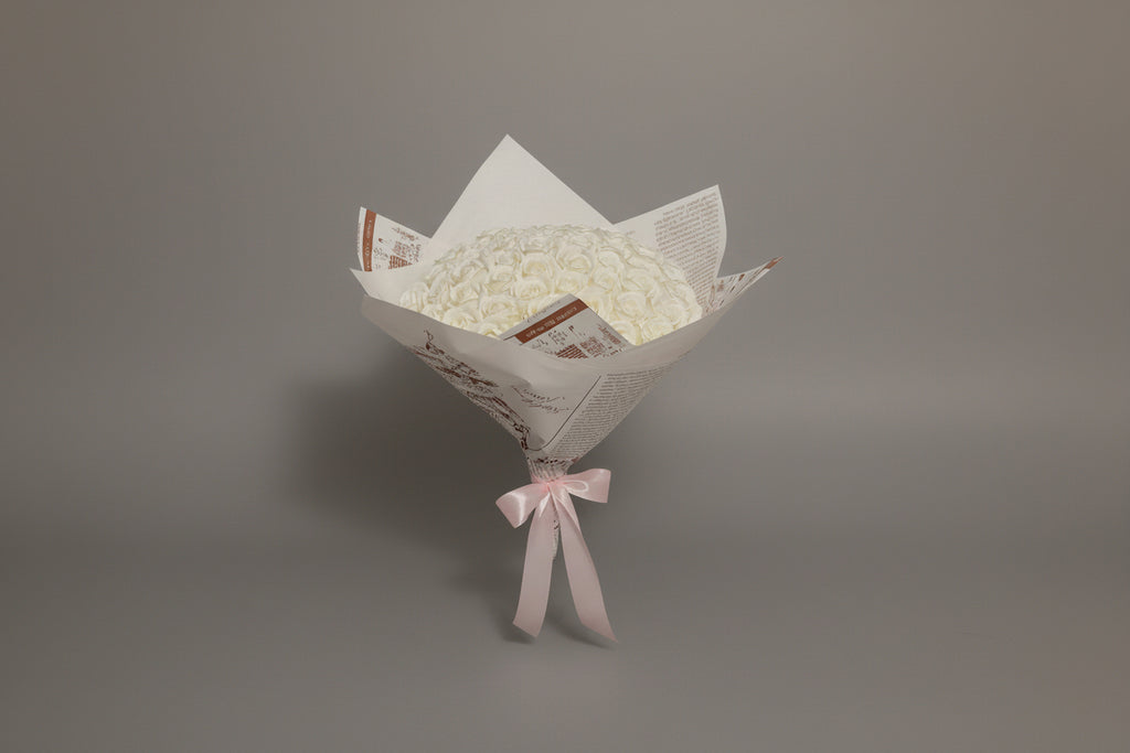 Buchet 51 trandafiri din sapun parfumati “all white”